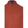Pull col camionneur rouge en laine d'agneau