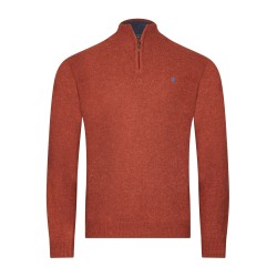 Pull col camionneur rouge en laine d'agneau