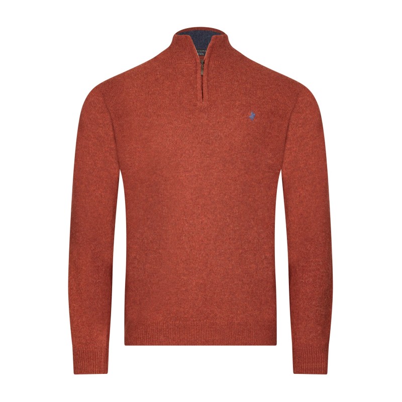 Pull col camionneur rouge en laine d'agneau