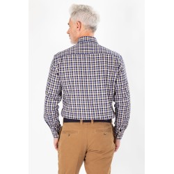Chemise à carreaux marine coupe ajustée aux finitions soignées