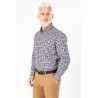 Chemise à carreaux marine coupe ajustée col boutonné