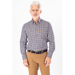 Chemise à carreaux marine avec poche poitrine