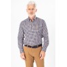 Chemise à carreaux marine avec poche poitrine