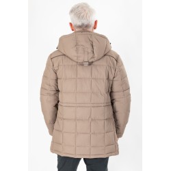 Parka multipoches beige avec grande capuche