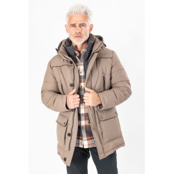 Parka multipoches beige fermeture zip et boutons