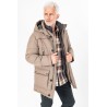 Parka multipoches beige avec renfort aux épaules
