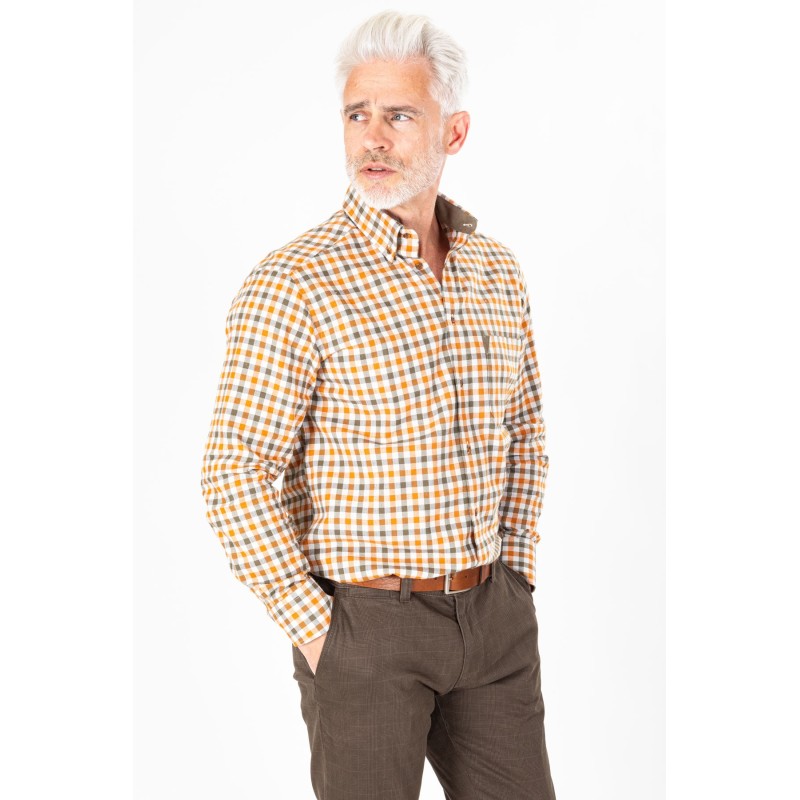 Chemise à carreaux camel