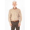 Chemise à carreaux camel avec ses finitions en velours côtelé