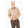 Chemise à carreaux camel avec poignets simples à deux boutons