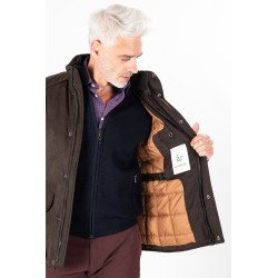 Parka en suédine marron avec poche intérieure zippée