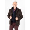 Parka en suédine marron avec lien de serrage à la taille