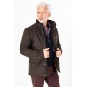 Parka en suédine marron fermeture zip et boutons pressions