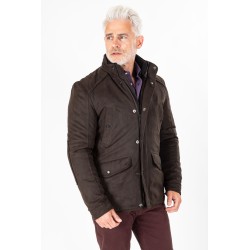 Parka en suédine marron col montant