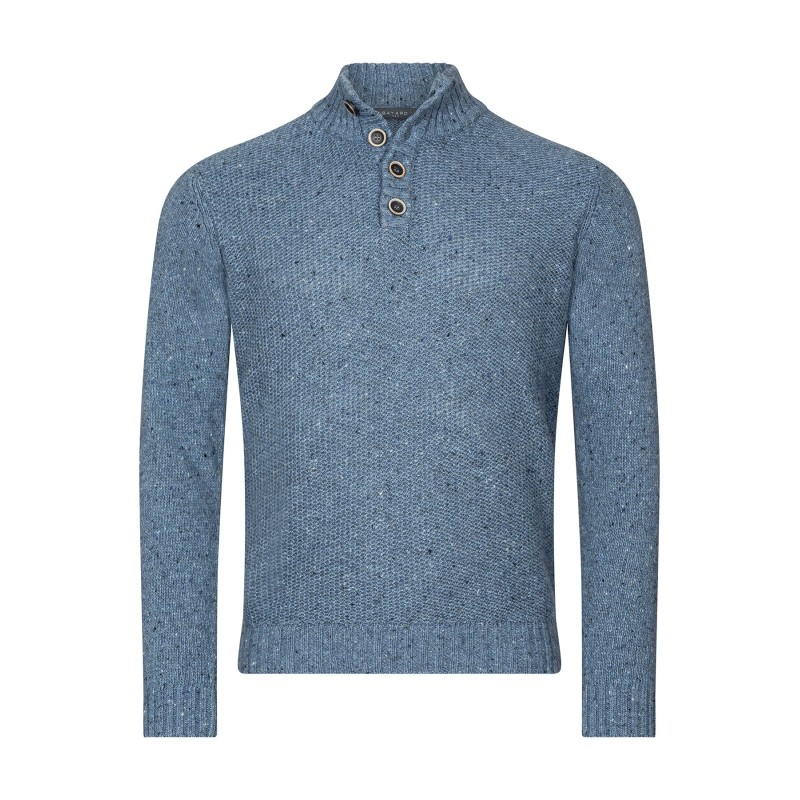 pull chiné bleu col camionneur bayard
