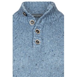 pull col camionneur boutonné bleu chiné Bayard