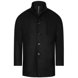 manteau noir en laine mélangée coupe droite