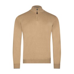 pull col zippé beige coupe droite