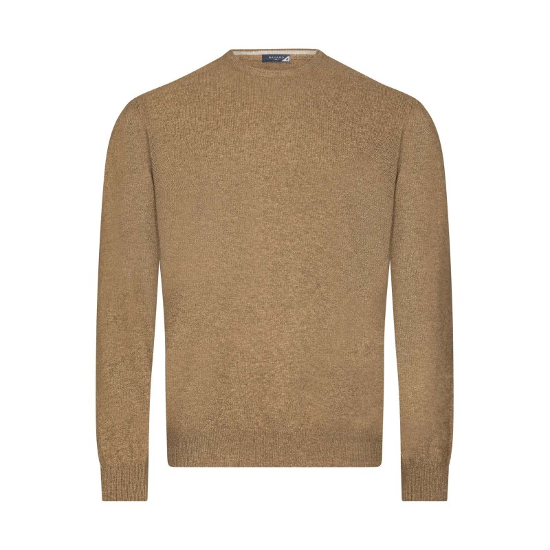 pull noisette col rond en laine mélangée bayard