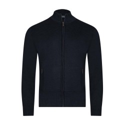 Gilet zippé marine laine et acrylique