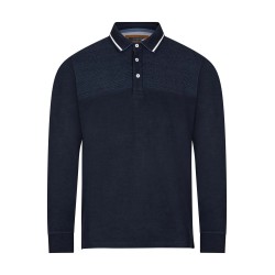 polo manches longues bleu marine en coton