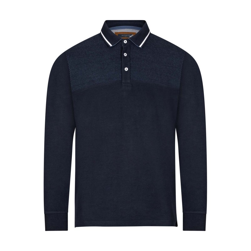 polo manches longues bleu marine en coton