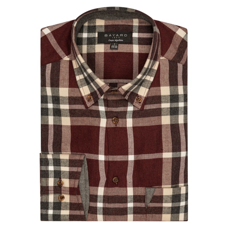 chemise en coton bordeaux à carreaux bayard