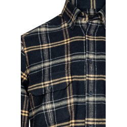 chemise bleu marine a carreaux manches longues en coton bio