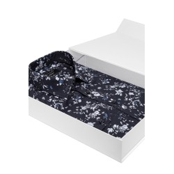 chemise en coton bleu marine à motifs fleuris bayard