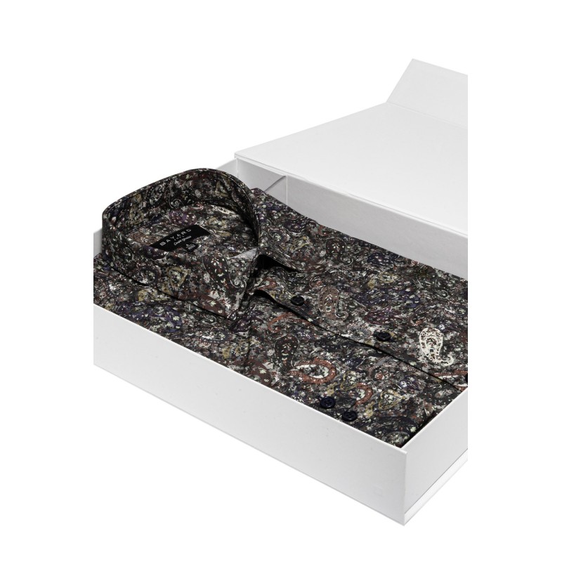 chemise kaki imprimé cachemire bayard