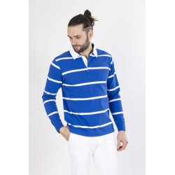 polo à rayures bleues et blanches