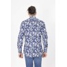 chemise en coton mélangé bleu marine a motifs