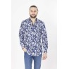 chemise bayard manches longues marine motif vegetal