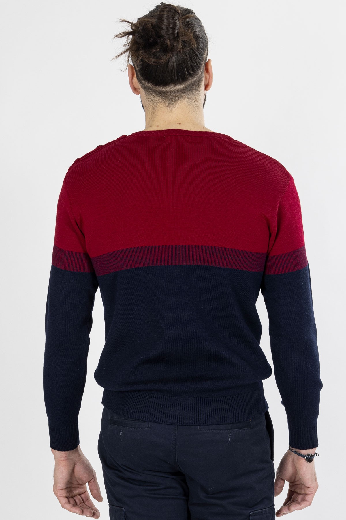 Pull Col Rond Vert D Eau Bayard Homme