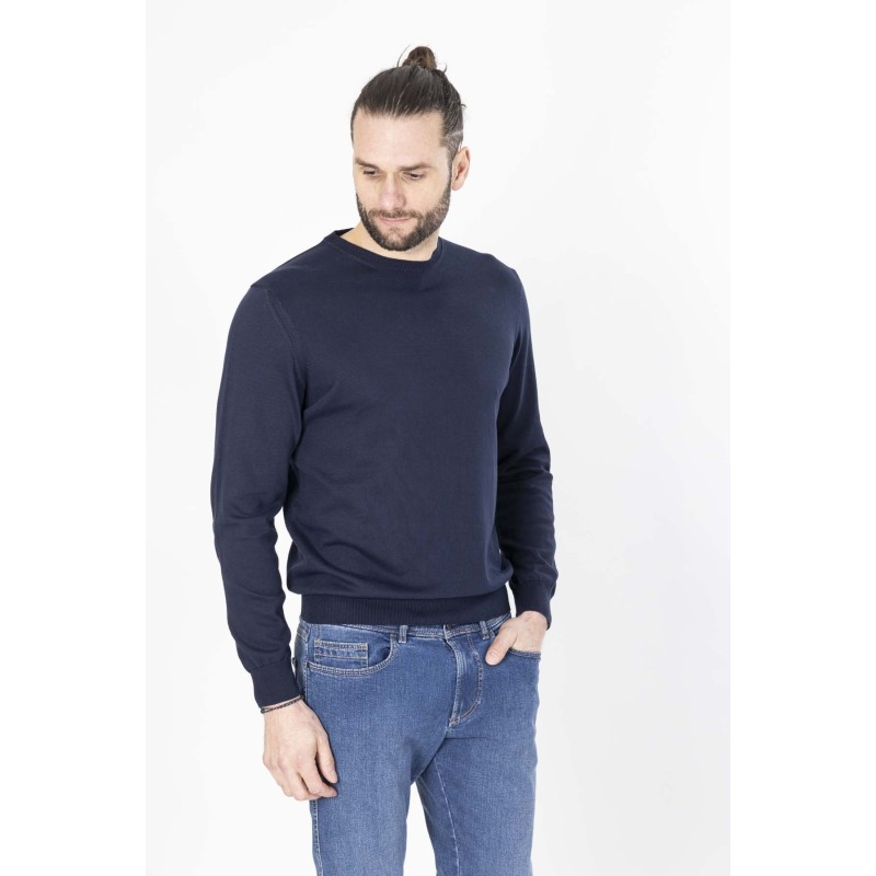 pull homme en coton fin avec finitions bord-cote bleu pulls homme