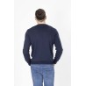 pull coton bleu marine col rond manches longues