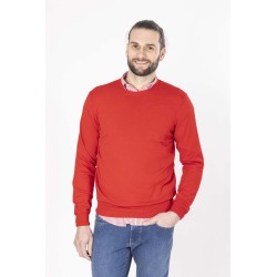 Pull col rond rouge en coton