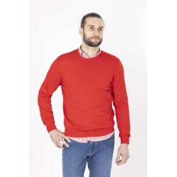 Pull col rond rouge en coton