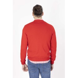 Pull col rond rouge en coton