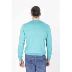 pull col rond vert clair en coton