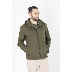 blouson zippé kaki avec capuche