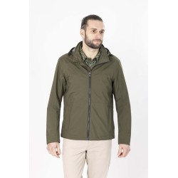 parka blouson vert kaki zippé à capuche