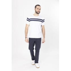 t-shirt manches courtes blanc et bleu marine bayard