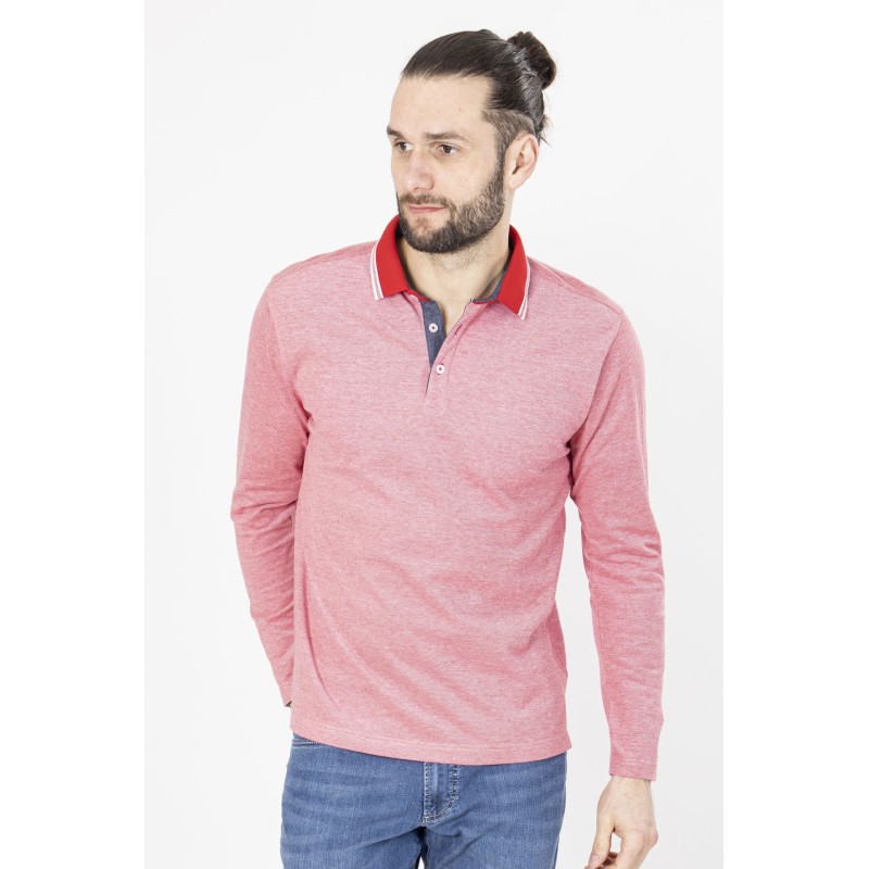 polo manches longues fantaisie rouge