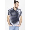 polo manches courtes a rayures bleu marine et blanc