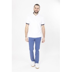 polo blanc col mao manches courtes