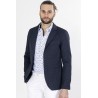 blazer bleu marine en coton coupe ajustée