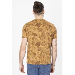 t-shirt en coton camel à motifs