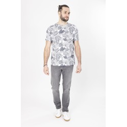 t-shirt blanc imprimé kaki bayard