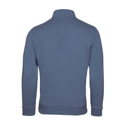 polo manches longues col montant bleu