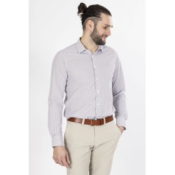 chemise 100% coton beige à motifs